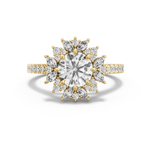 Image for Round Fancy Halo Ring with Cathedral Pave band