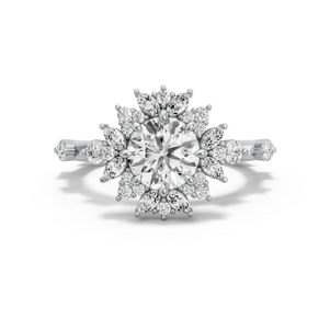 Image for Round Fancy Halo Ring with Floating Station band