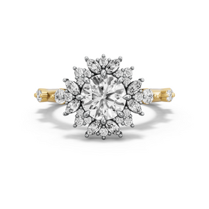 Image for Round Fancy Halo Ring with Floating Station band