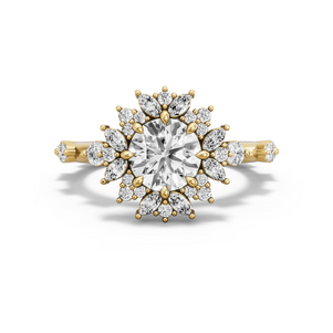 Image for Round Fancy Halo Ring with Floating Station band