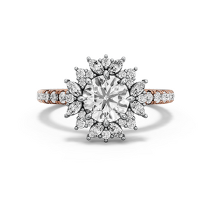 Image for Round Fancy Halo Ring with French Pave band
