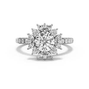Image for Round Fancy Halo Ring with French Pave band