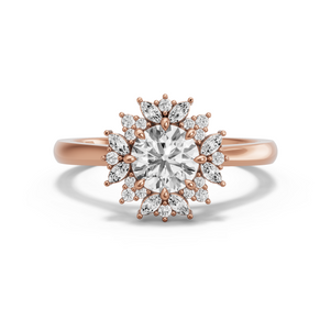 Image for Round Fancy Halo Ring with Knife Edge Cathedral band