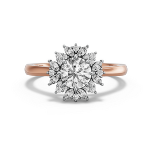 Image for Round Fancy Halo Ring with Knife Edge Cathedral band