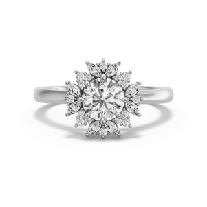 Image for Round Fancy Halo Ring with Knife Edge Cathedral band