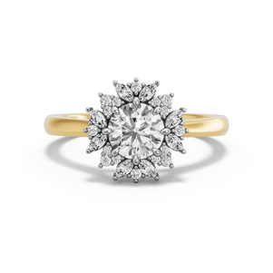 Image for Round Fancy Halo Ring with Knife Edge Cathedral band