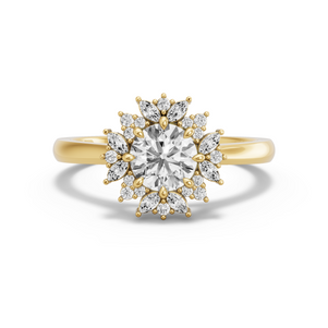 Image for Round Fancy Halo Ring with Knife Edge Cathedral band