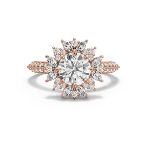 Image for Round Fancy Halo Ring with Knife Edge Pave band
