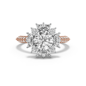 Image for Round Fancy Halo Ring with Knife Edge Pave band