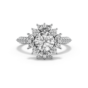 Image for Round Fancy Halo Ring with Knife Edge Pave band