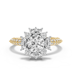 Image for Round Fancy Halo Ring with Knife Edge Pave band