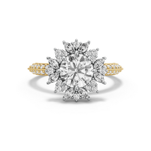 Image for Round Fancy Halo Ring with Knife Edge Pave band