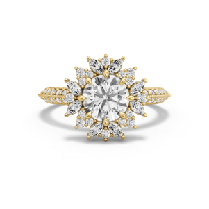 Image for Round Fancy Halo Ring with Knife Edge Pave band