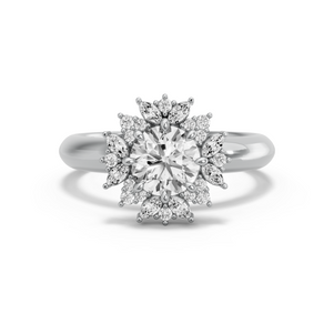 Image for Round Fancy Halo Ring with Knife Edge Solitaire band
