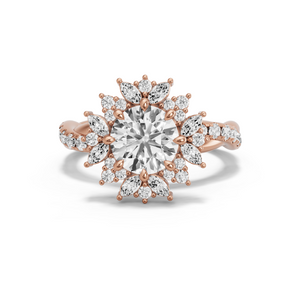 Image for Round Fancy Halo Ring with Rope Pave band