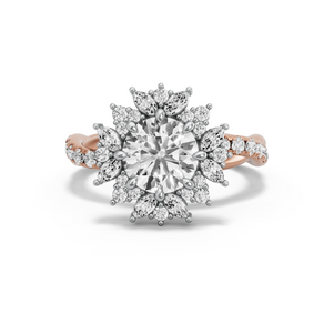 Image for Round Fancy Halo Ring with Rope Pave band
