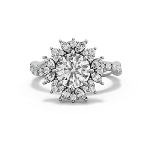 Image for Round Fancy Halo Ring with Rope Pave band