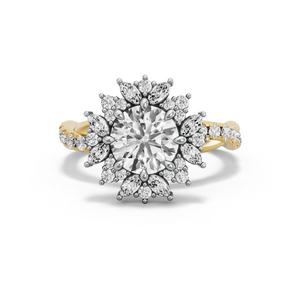 Image for Round Fancy Halo Ring with Rope Pave band