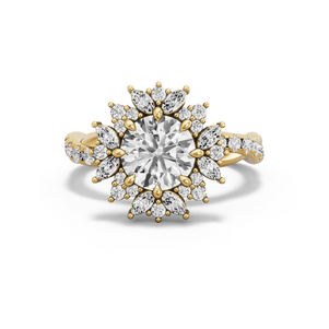 Image for Round Fancy Halo Ring with Rope Pave band