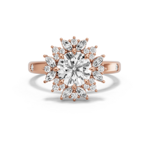Image for Round Fancy Halo Ring with Sleek Accent band