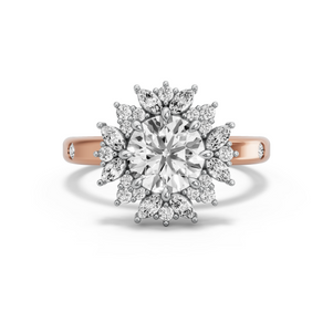 Image for Round Fancy Halo Ring with Sleek Accent band