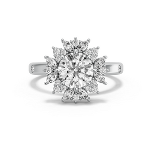 Image for Round Fancy Halo Ring with Sleek Accent band