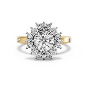 Image for Round Fancy Halo Ring with Sleek Accent band