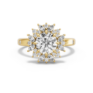 Image for Round Fancy Halo Ring with Sleek Accent band