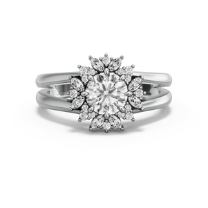 Image for Round Fancy Halo Ring with Split Ring Solitaire band