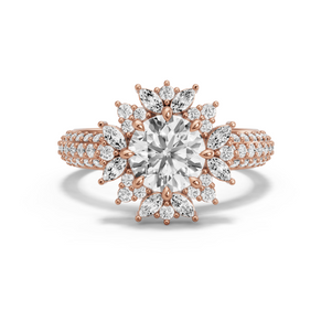 Image for Round Fancy Halo Ring with Triple Row Pave band