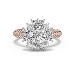 Image for Round Fancy Halo Ring with Triple Row Pave band