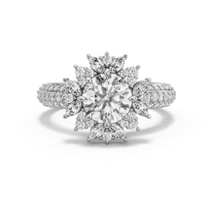 Image for Round Fancy Halo Ring with Triple Row Pave band