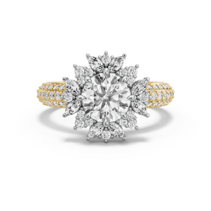 Image for Round Fancy Halo Ring with Triple Row Pave band