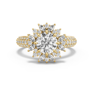 Image for Round Fancy Halo Ring with Triple Row Pave band