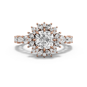 Image for Square Cushion Fancy Halo Ring with Alternating Baguette band