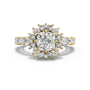 Image for Square Cushion Fancy Halo Ring with Alternating Baguette band