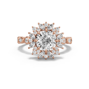 Image for Square Cushion Fancy Halo Ring with Alternating Marquise band