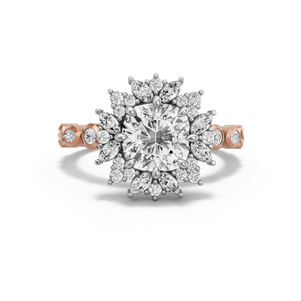 Image for Square Cushion Fancy Halo Ring with Alternating Marquise band