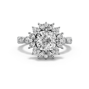Image for Square Cushion Fancy Halo Ring with Alternating Marquise band