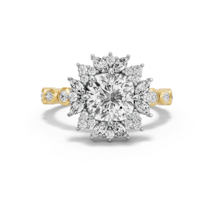 Image for Square Cushion Fancy Halo Ring with Alternating Marquise band