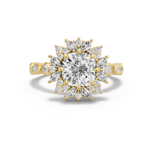 Image for Square Cushion Fancy Halo Ring with Alternating Marquise band