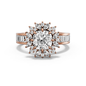 Image for Square Cushion Fancy Halo Ring with Baguette Channel band