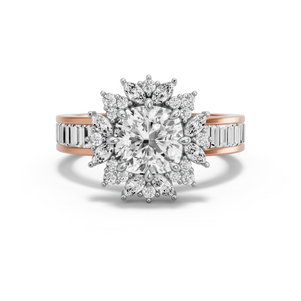 Image for Square Cushion Fancy Halo Ring with Baguette Channel band