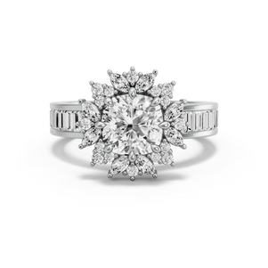 Image for Square Cushion Fancy Halo Ring with Baguette Channel band