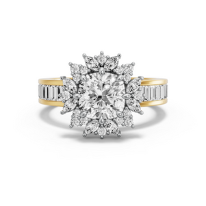 Image for Square Cushion Fancy Halo Ring with Baguette Channel band