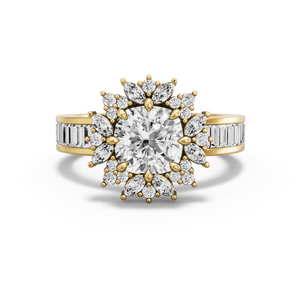 Image for Square Cushion Fancy Halo Ring with Baguette Channel band