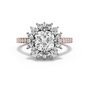 Image for Square Cushion Fancy Halo Ring with Cathedral Pave band