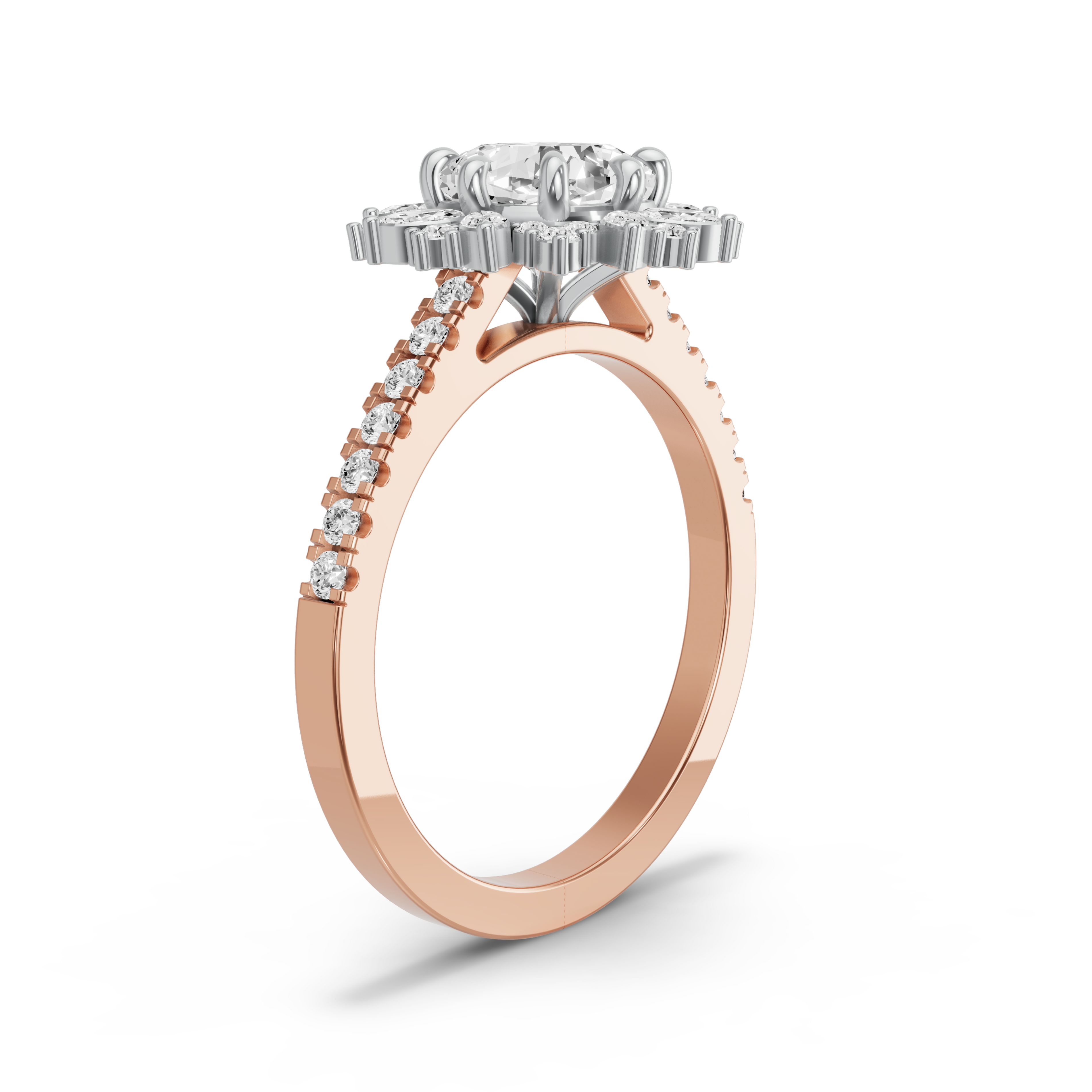 Image for Square Cushion Fancy Halo Ring with Cathedral Pave band