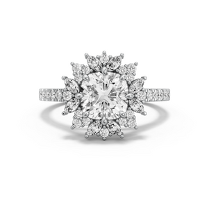 Image for Square Cushion Fancy Halo Ring with Cathedral Pave band