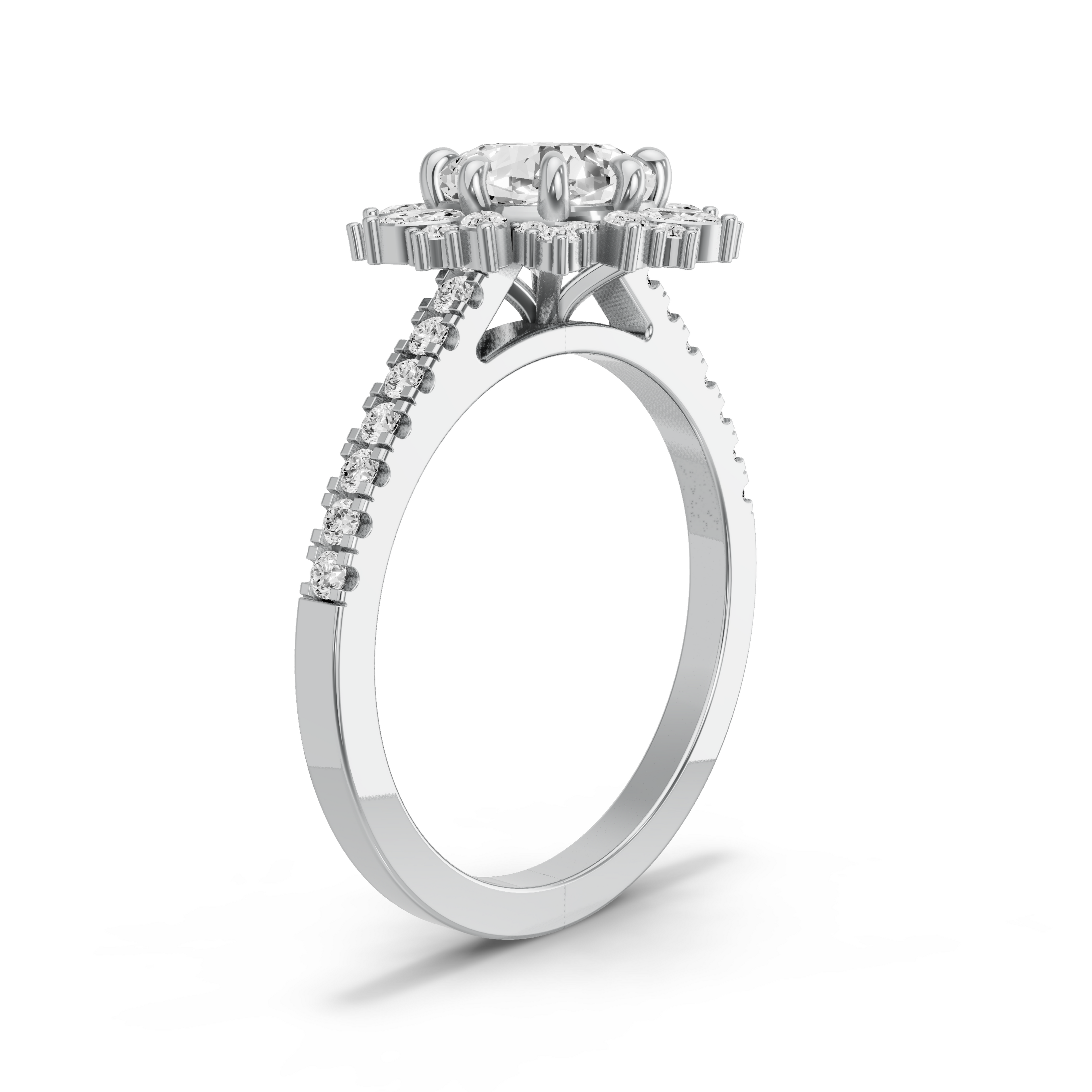 Image for Square Cushion Fancy Halo Ring with Cathedral Pave band
